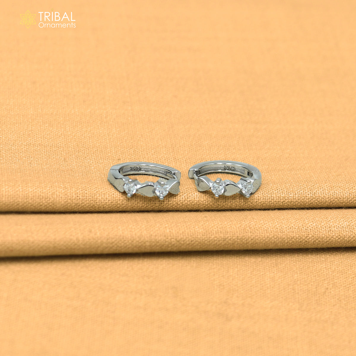 925 sterling silver heart shape zircon stone hoop earring er421