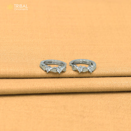 925 sterling silver heart shape zircon stone hoop earring er421