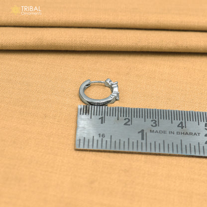 925 sterling silver heart shape zircon stone hoop earring er421