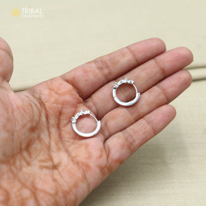 925 sterling silver heart shape zircon stone hoop earring er421