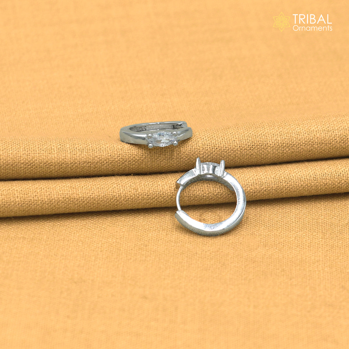 925 sterling silver round zircon stone hoop earring er423