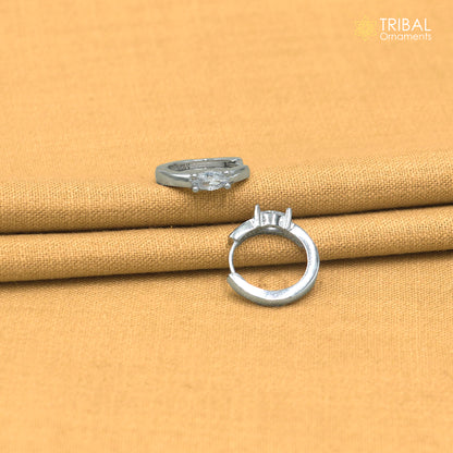 925 sterling silver round zircon stone hoop earring er423