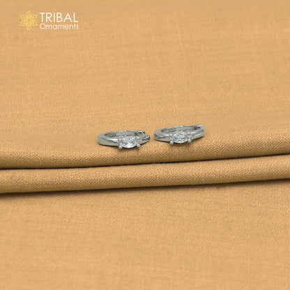 925 sterling silver round zircon stone hoop earring er423