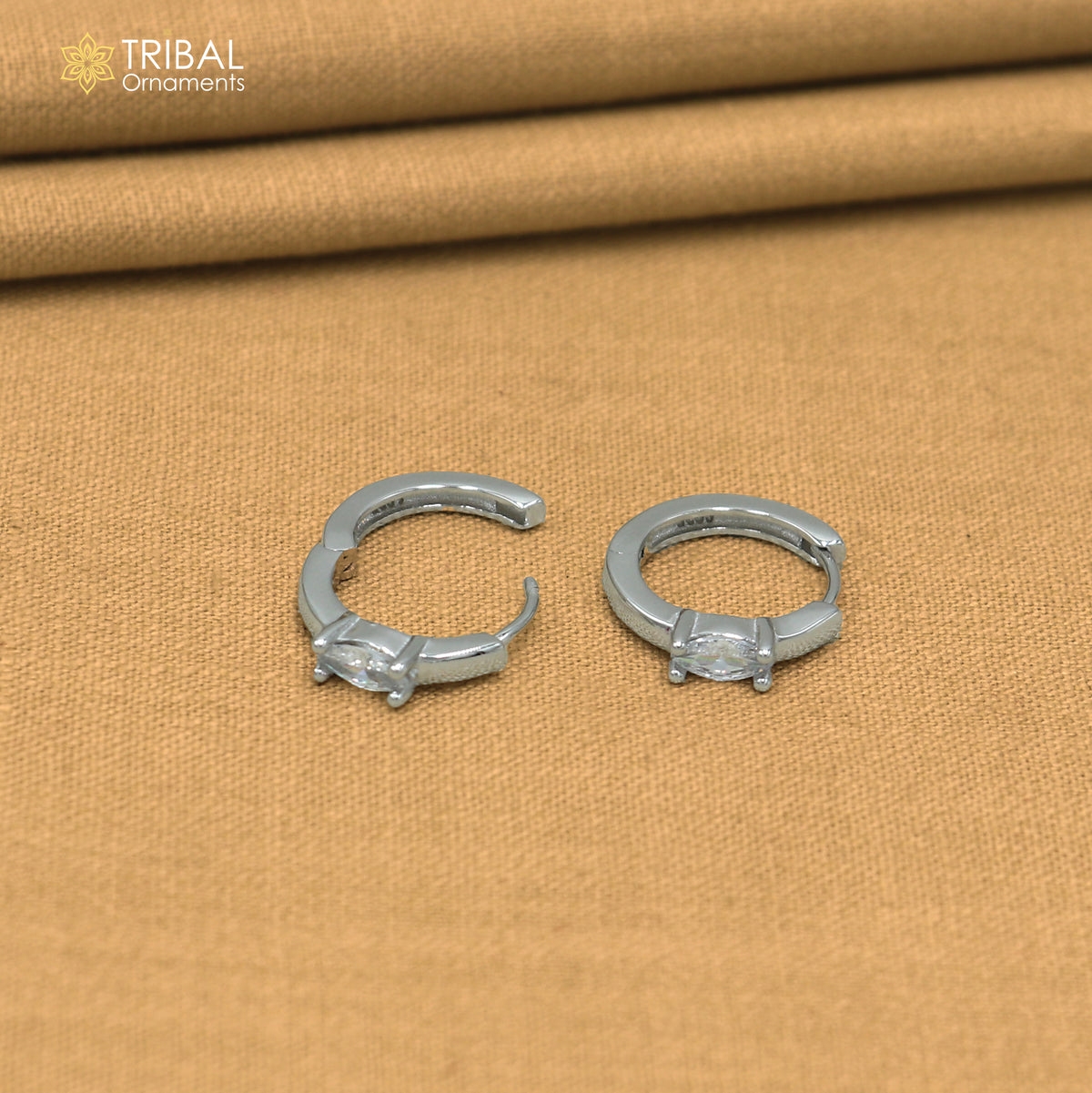 925 sterling silver round zircon stone hoop earring er423