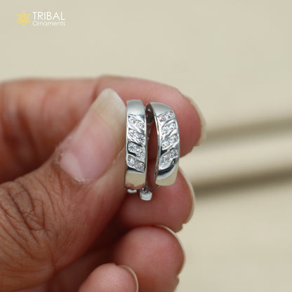 925 sterling silver zircon stone hoop earring jewelry er424