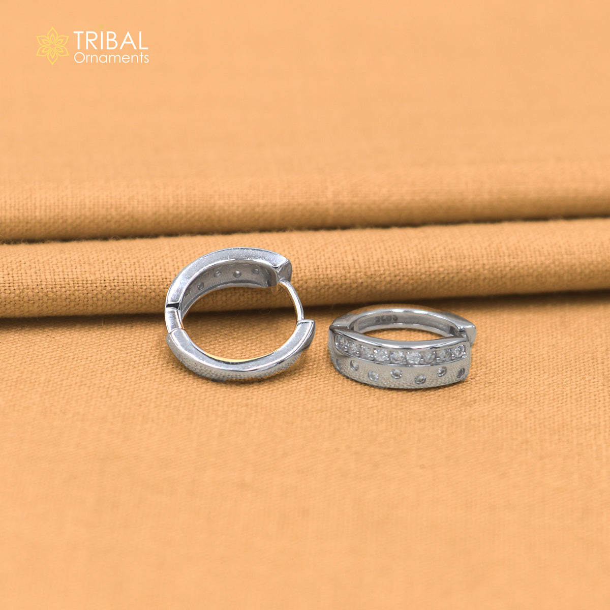 925 sterling silver zircon stone hoop earring er425