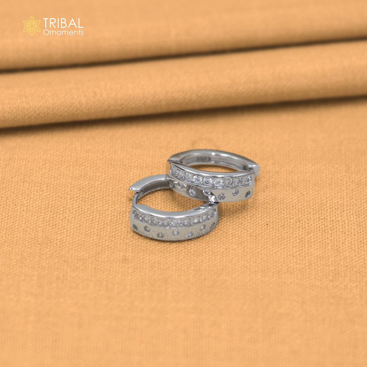 925 sterling silver zircon stone hoop earring er425