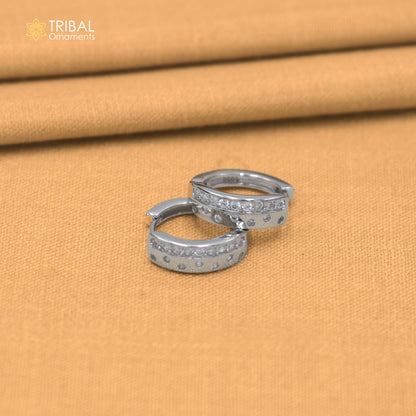 925 sterling silver zircon stone hoop earring er425