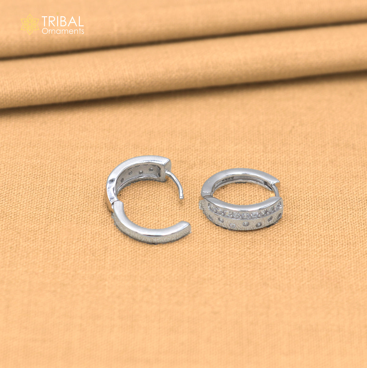 925 sterling silver zircon stone hoop earring er425