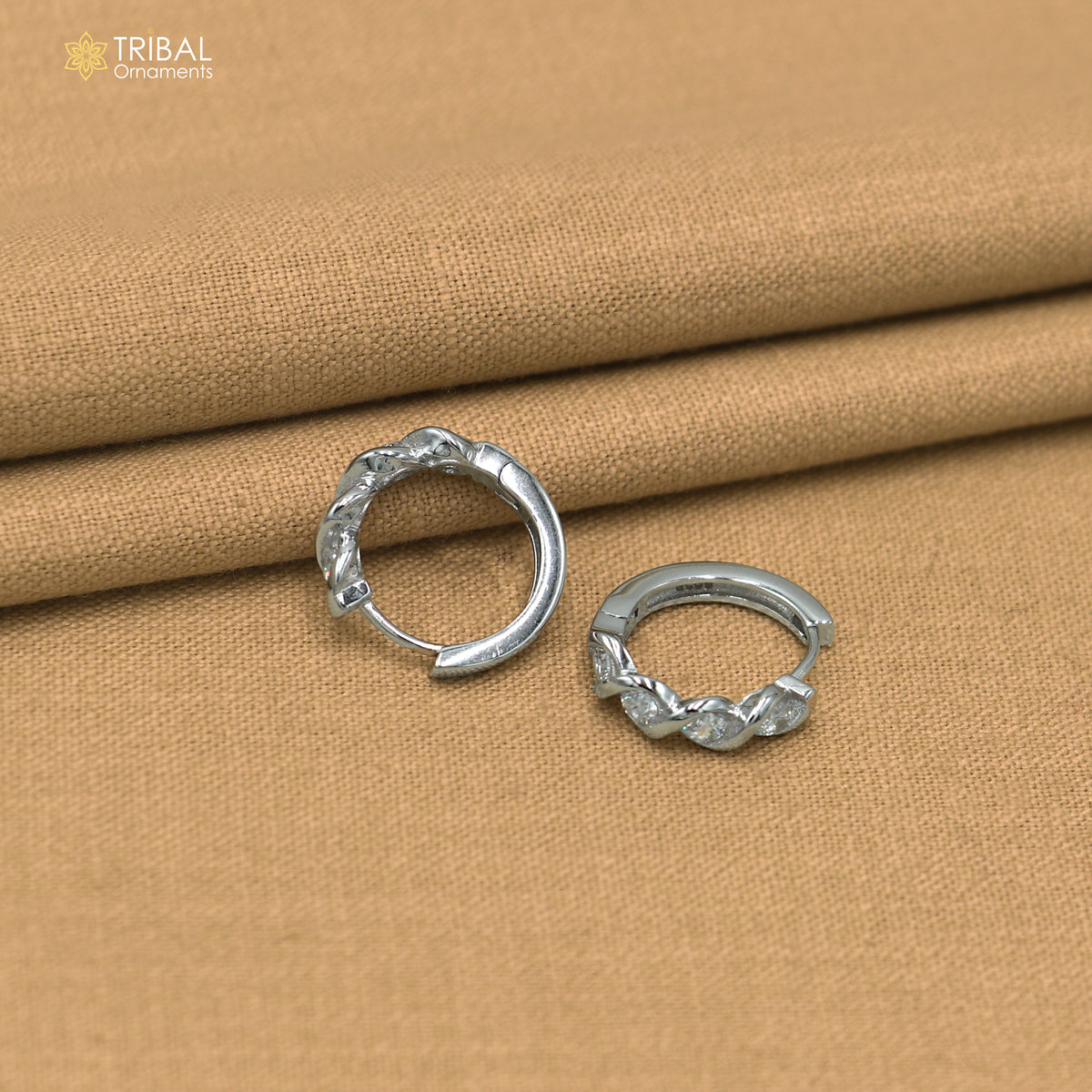 925 sterling silver zircon stone hoop earring er427