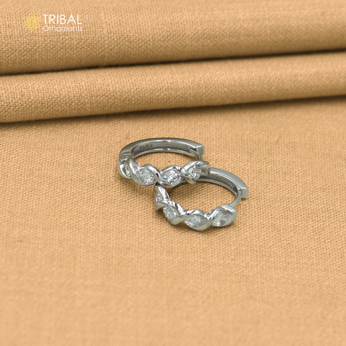 925 sterling silver zircon stone hoop earring er427