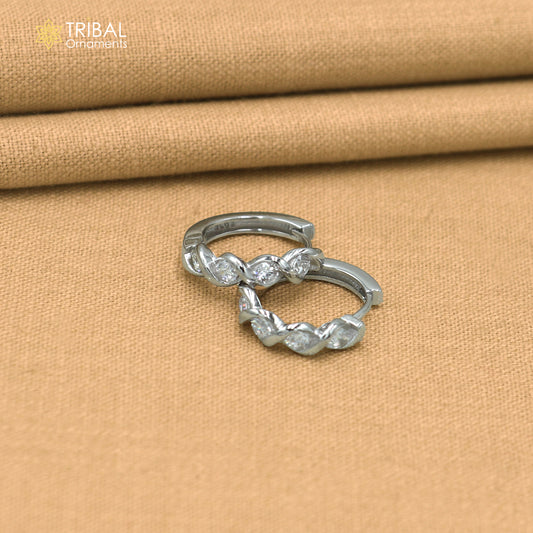 925 sterling silver zircon stone hoop earring er427