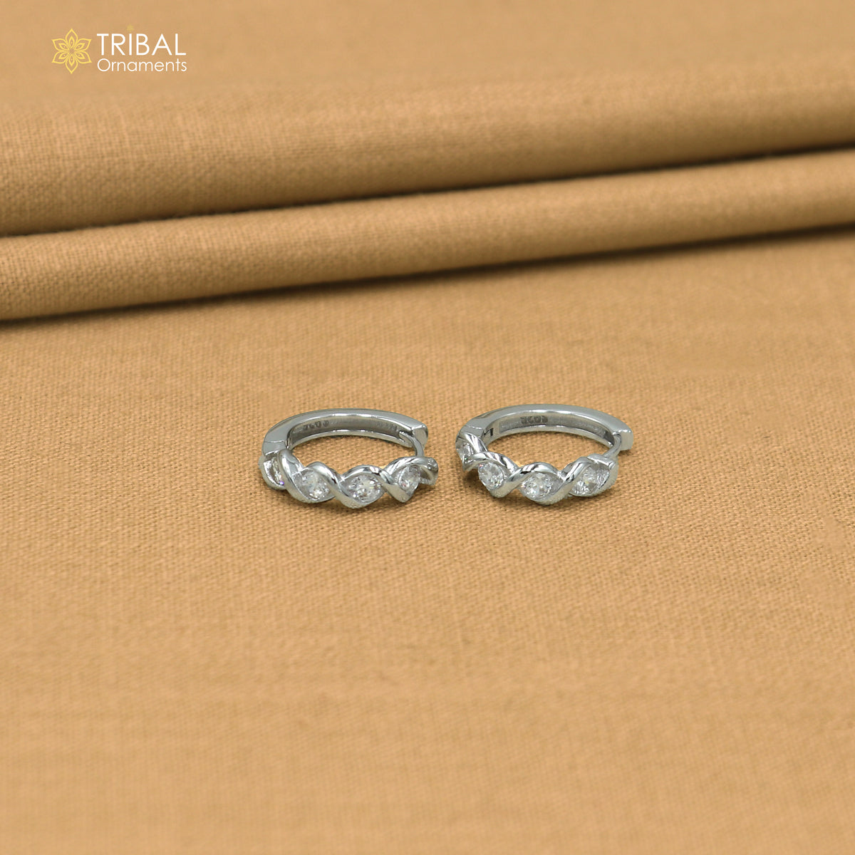 925 sterling silver zircon stone hoop earring er427