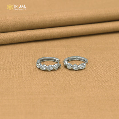 925 sterling silver zircon stone hoop earring er427