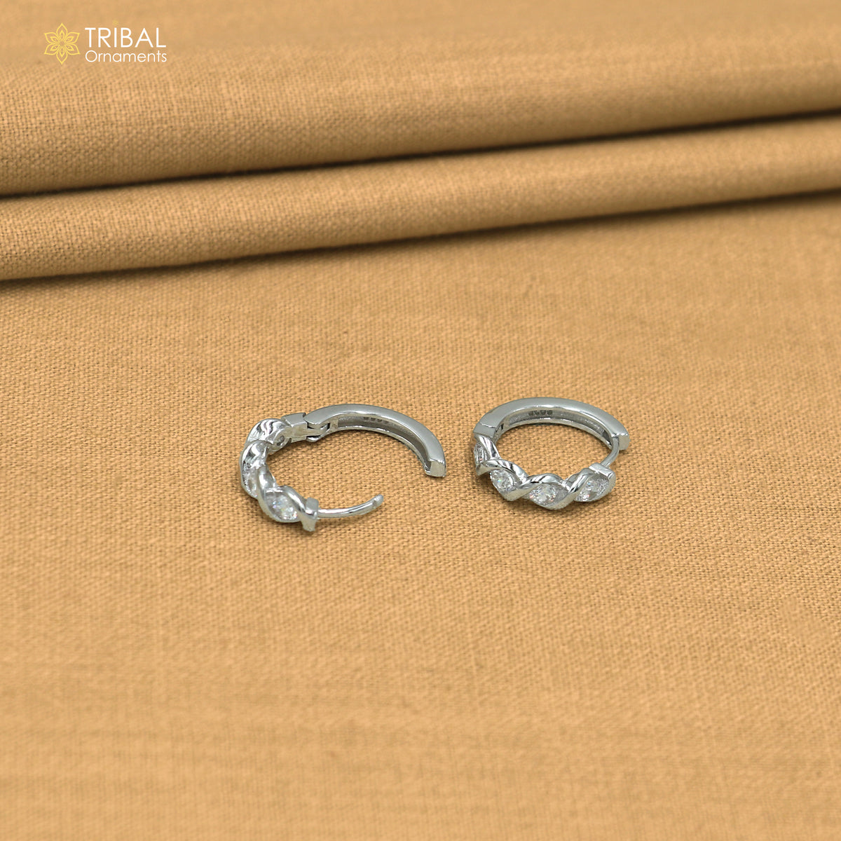 925 sterling silver zircon stone hoop earring er427
