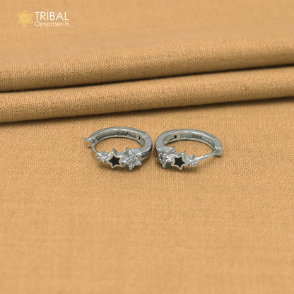 925 sterling silver star design zircon stone hoop earring er429