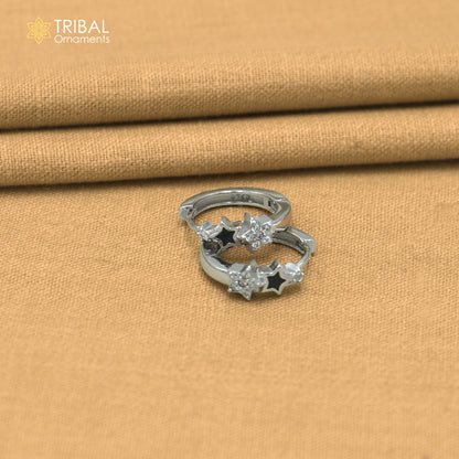 925 sterling silver star design zircon stone hoop earring er429