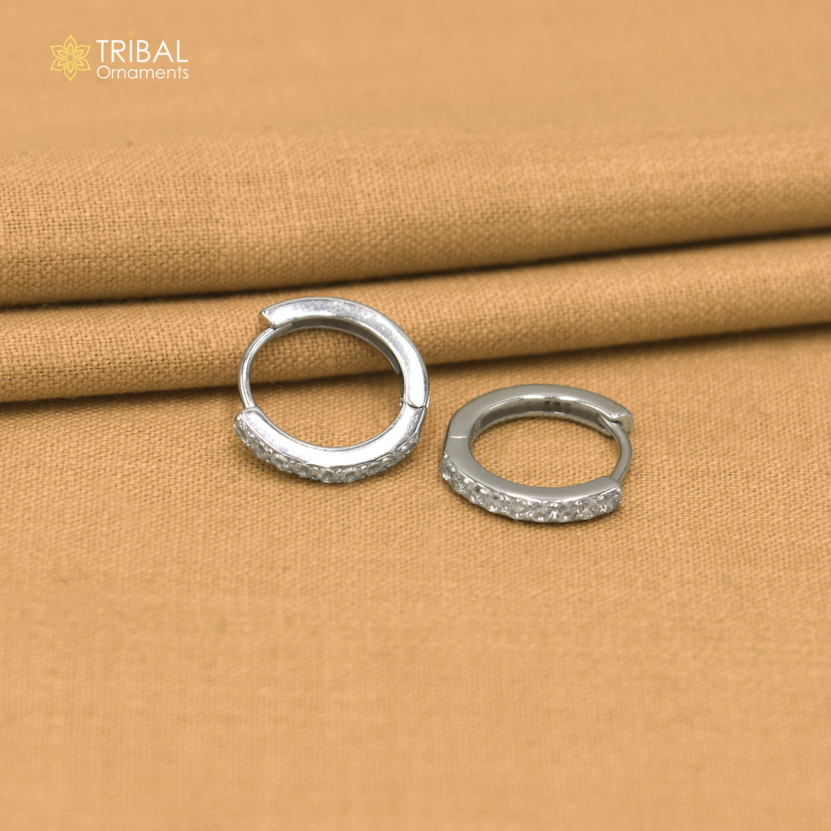 925 sterling silver zircon stone hoop earring er430