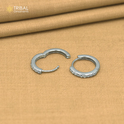 925 sterling silver zircon stone hoop earring er430