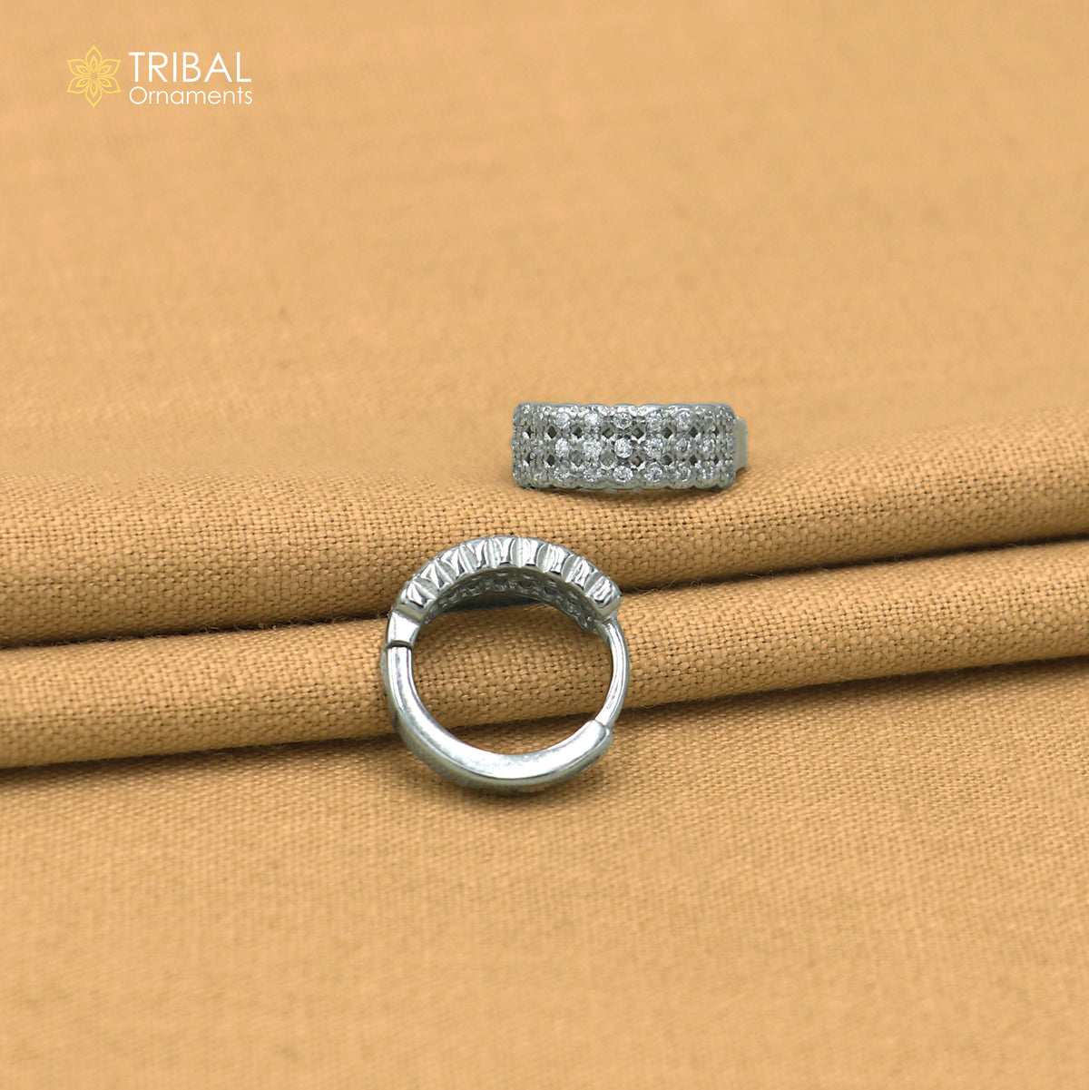 925 sterling silver zircon stone hoop earring er431