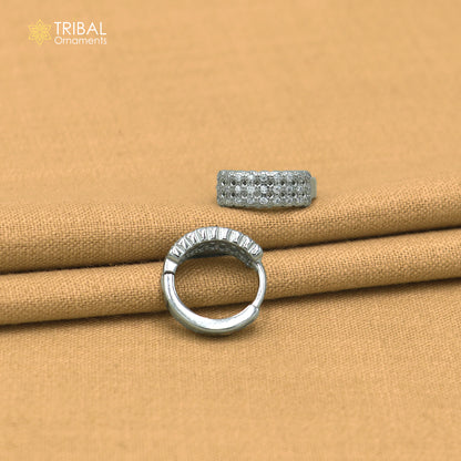 925 sterling silver zircon stone hoop earring er431