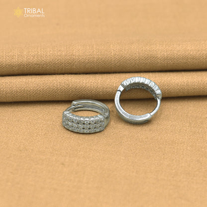 925 sterling silver zircon stone hoop earring er431