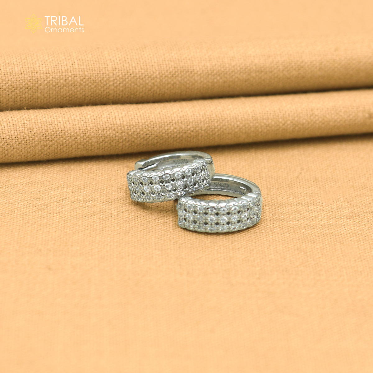925 sterling silver zircon stone hoop earring er431