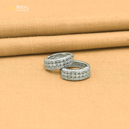 925 sterling silver zircon stone hoop earring er431