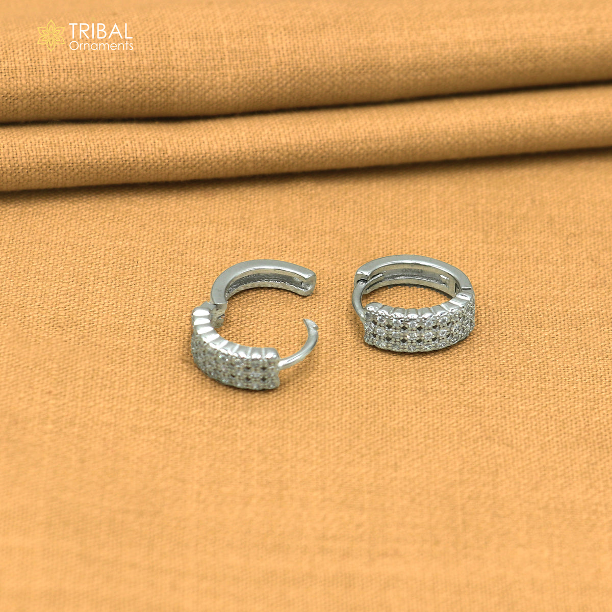 925 sterling silver zircon stone hoop earring er431