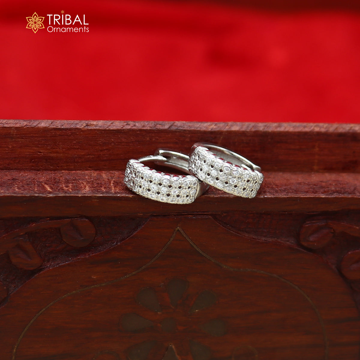 925 sterling silver zircon stone hoop earring er431