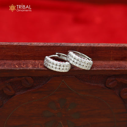 925 sterling silver zircon stone hoop earring er431