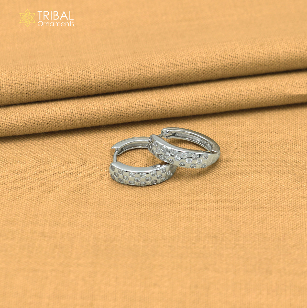 925 sterling silver zircon stone hoop earring er432