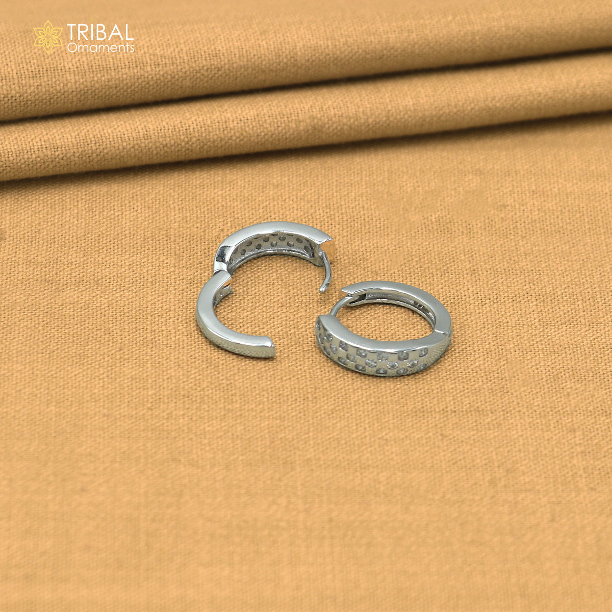 925 sterling silver zircon stone hoop earring er432