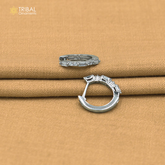 925 sterling silver zircon stone hoop earring er433