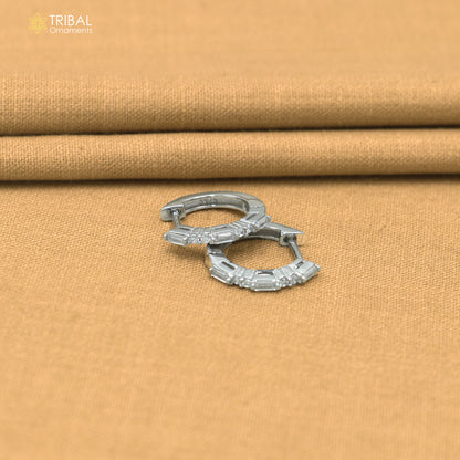 925 sterling silver zircon stone hoop earring er433