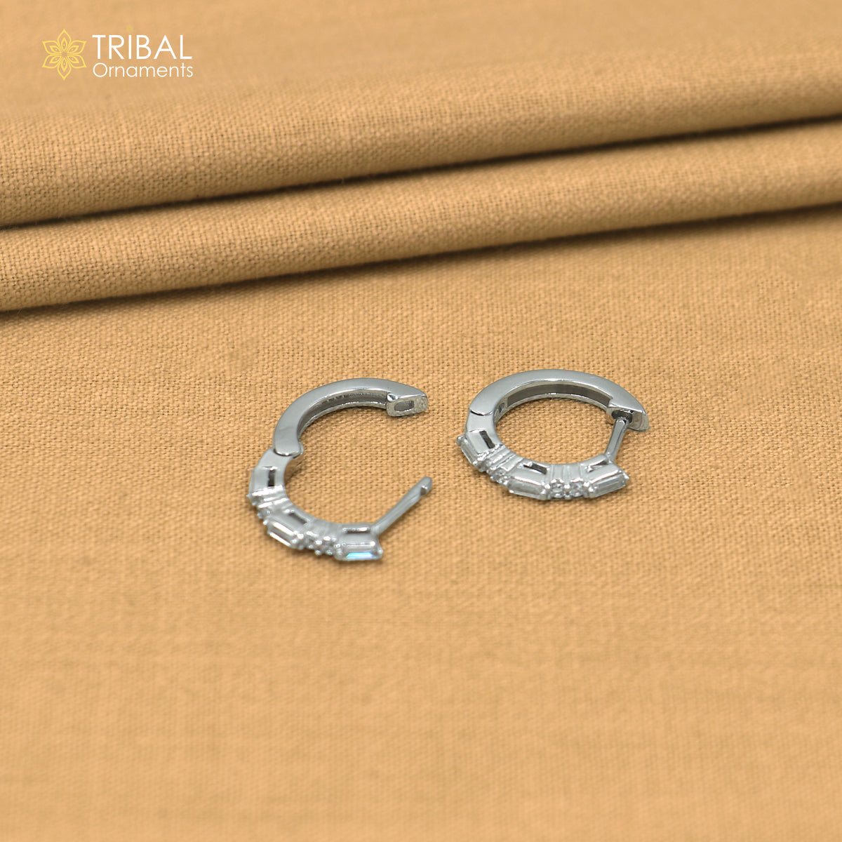 925 sterling silver zircon stone hoop earring er433