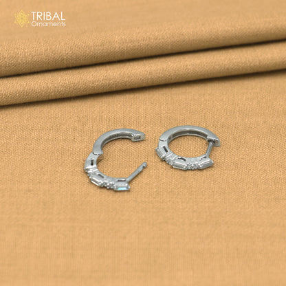925 sterling silver zircon stone hoop earring er433