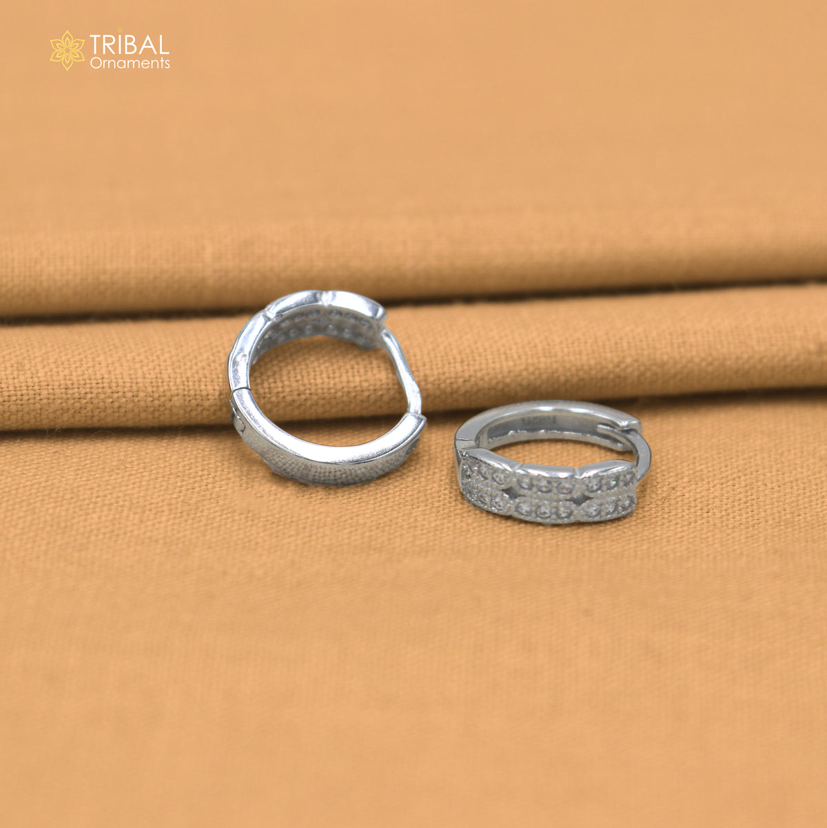 925 sterling silver zircon stone hoop earring er434