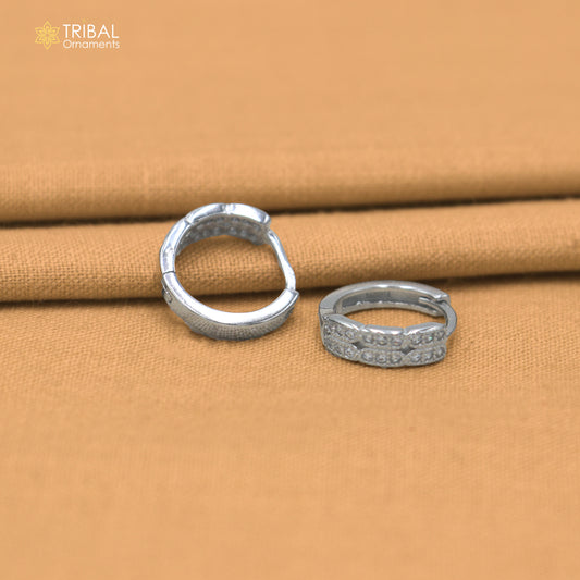 925 sterling silver zircon stone hoop earring er434