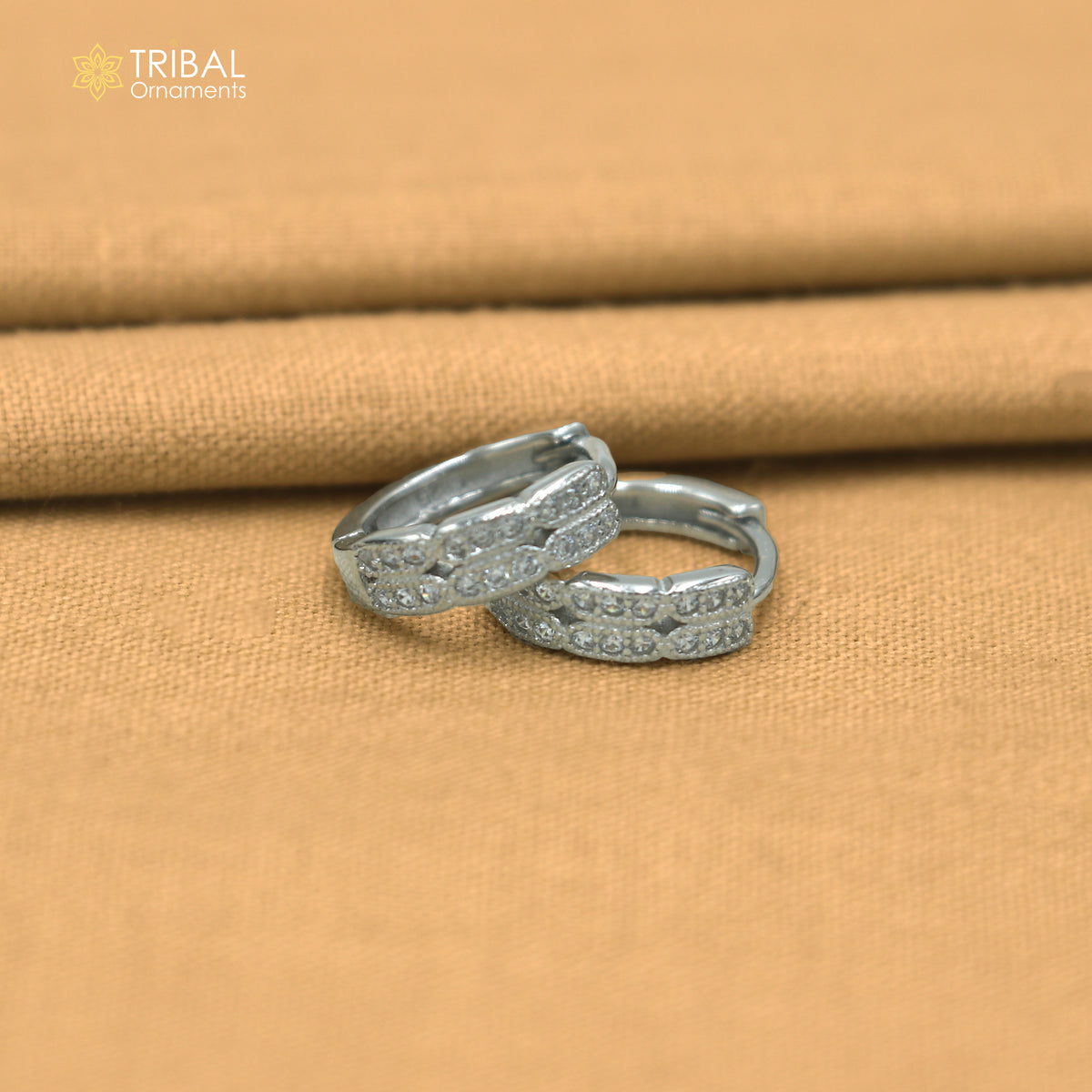 925 sterling silver zircon stone hoop earring er434