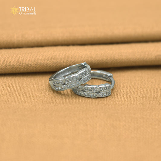 925 sterling silver zircon stone hoop earring er434