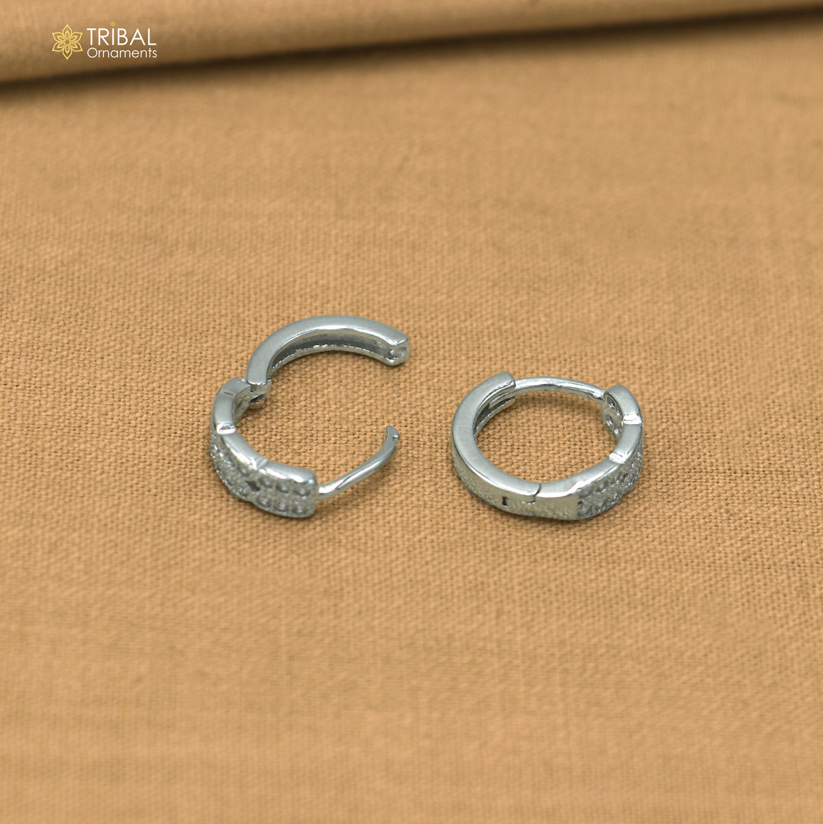 925 sterling silver zircon stone hoop earring er434