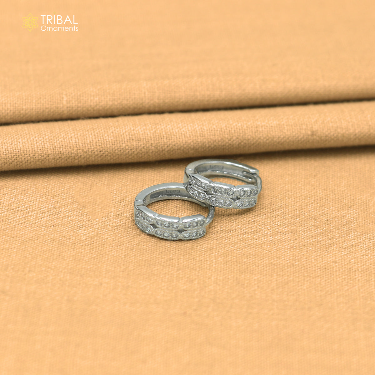 925 sterling silver zircon stone hoop earring er434