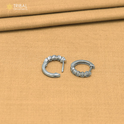 925 sterling silver zircon stone hoop earring er435