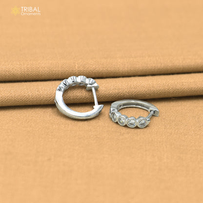 925 sterling silver zircon stone hoop earring er435