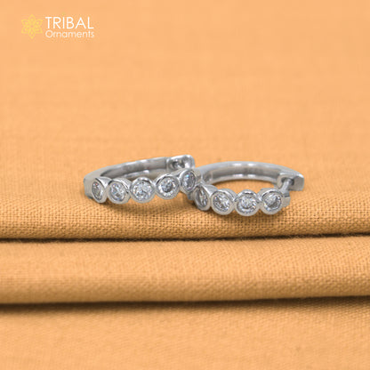 925 sterling silver zircon stone hoop earring er435