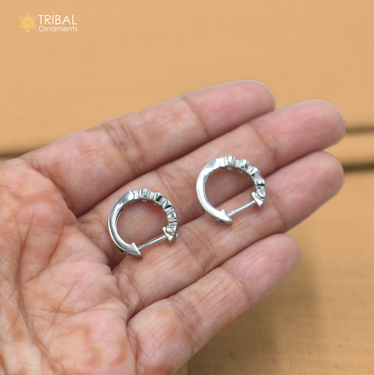 925 sterling silver zircon stone hoop earring er435