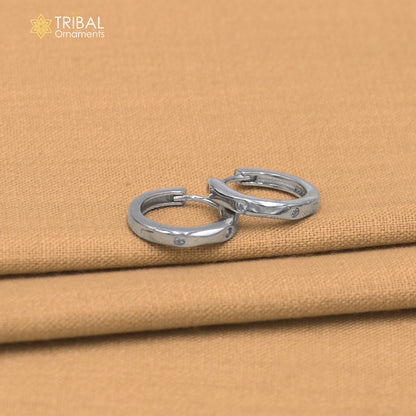 925 sterling silver zircon stone hoop earring er436