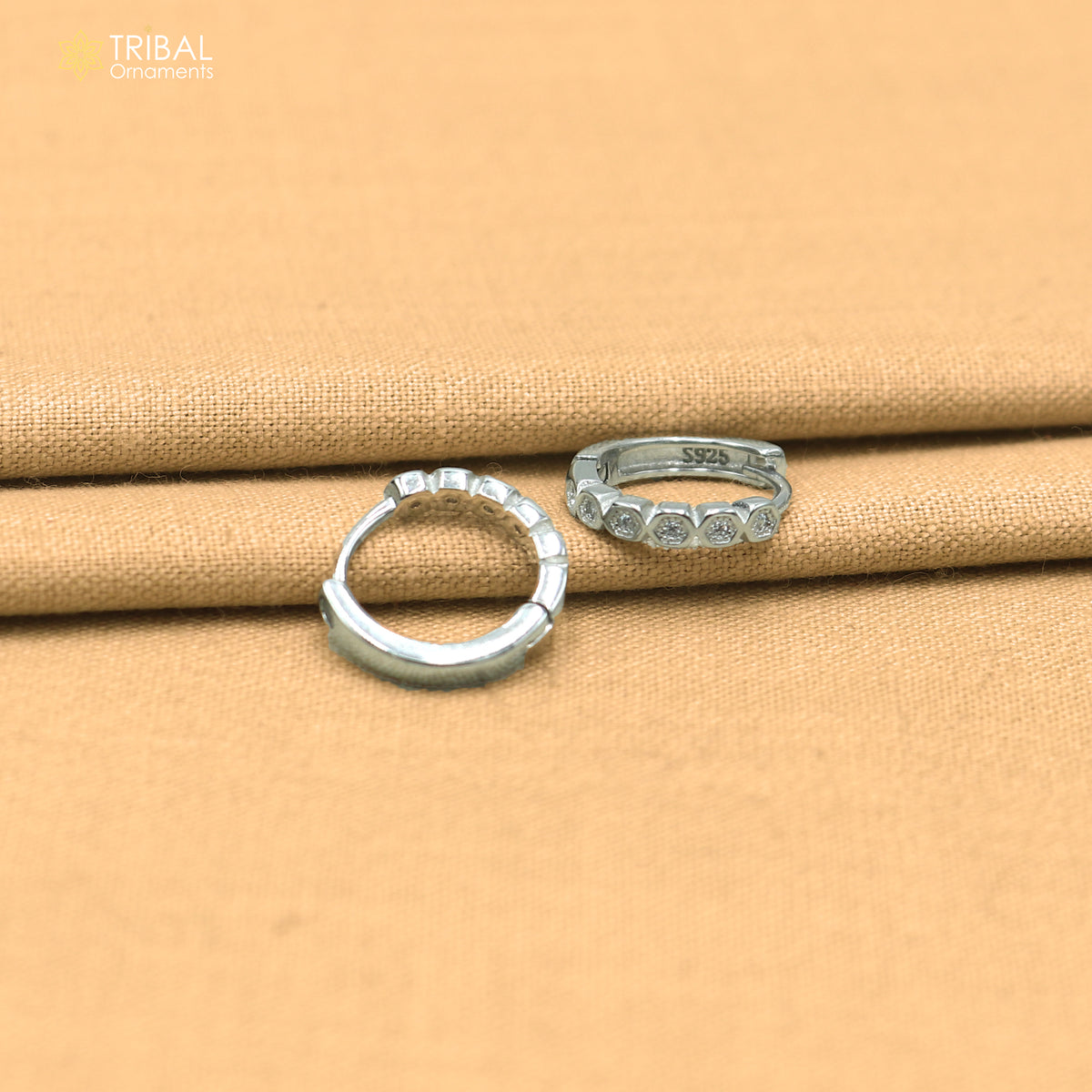 925 sterling silver zircon stone hoop earring er437