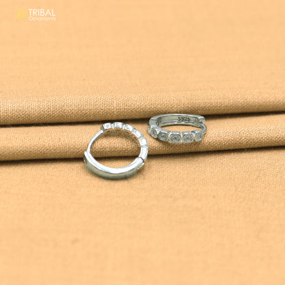 925 sterling silver zircon stone hoop earring er437